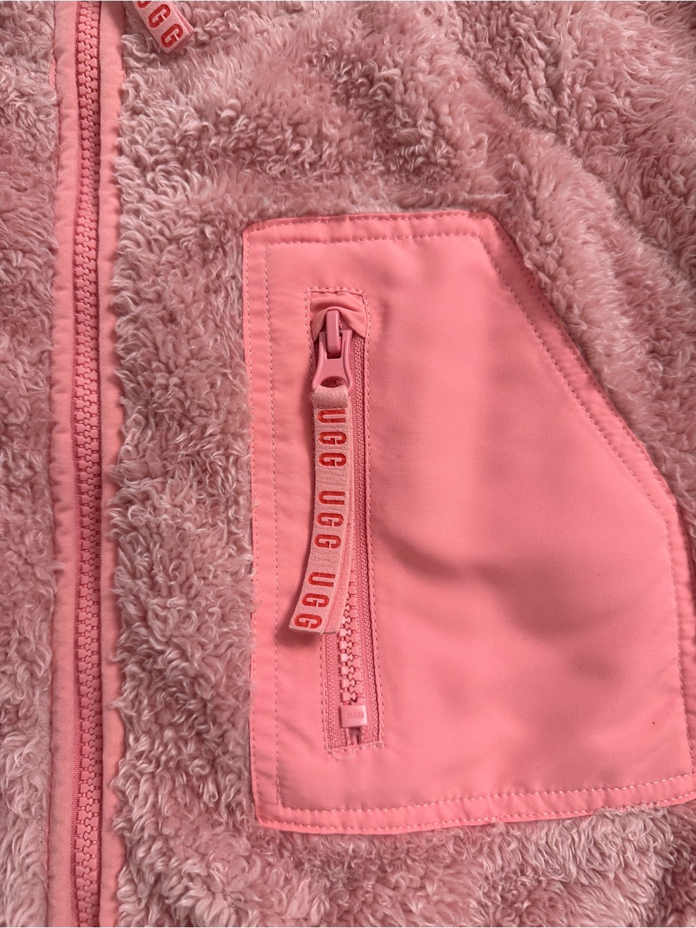 Ugg Womans Ruthie Full Zip Fluff Sherpa Hoodie Pink Size Small. - Picture 3 of 13
